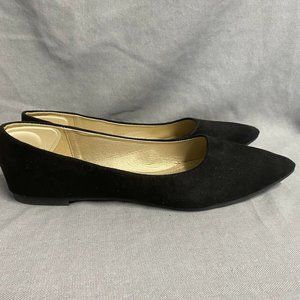 Trary Women's Classic Pointed Toe Slip on Ballet Flat Shoes Black Suede - Size 9
